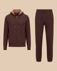 Cashmere Hooded Suit Khaki Brown
