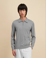 Woolline Zipped Polo Grey Whisper